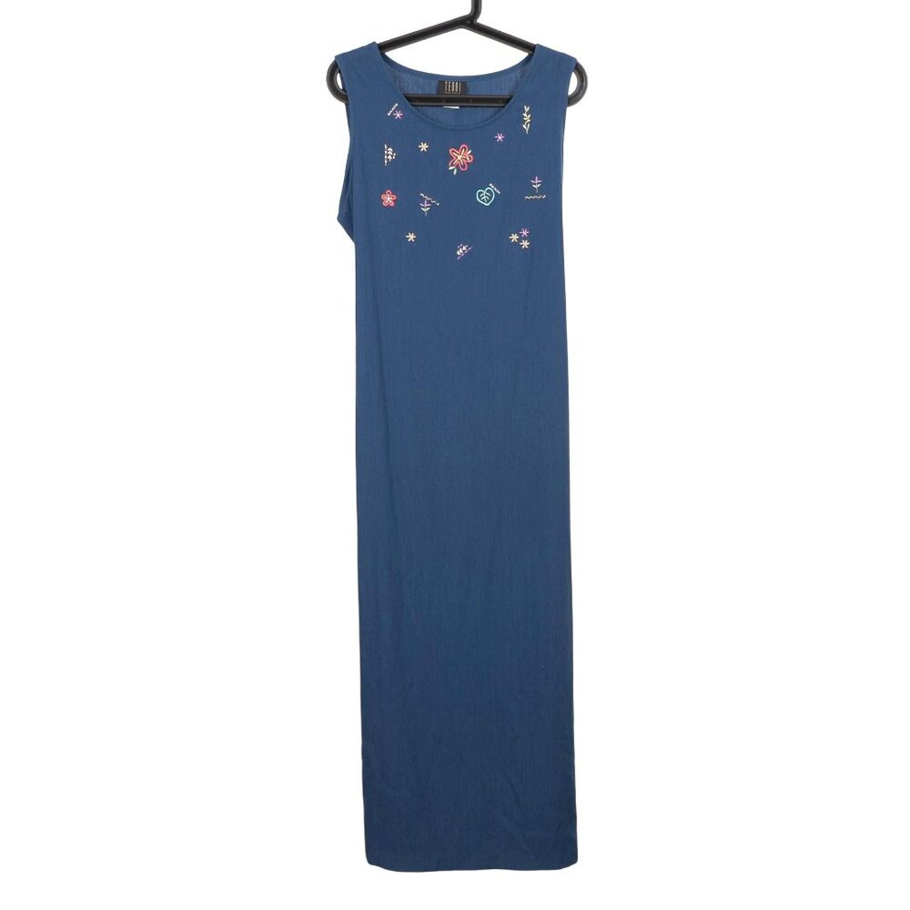 Teddi Sweater Dress Set 14 Blue Floral Knit Maxi Casual Grammacore Cottagecore - Picture 8 of 10